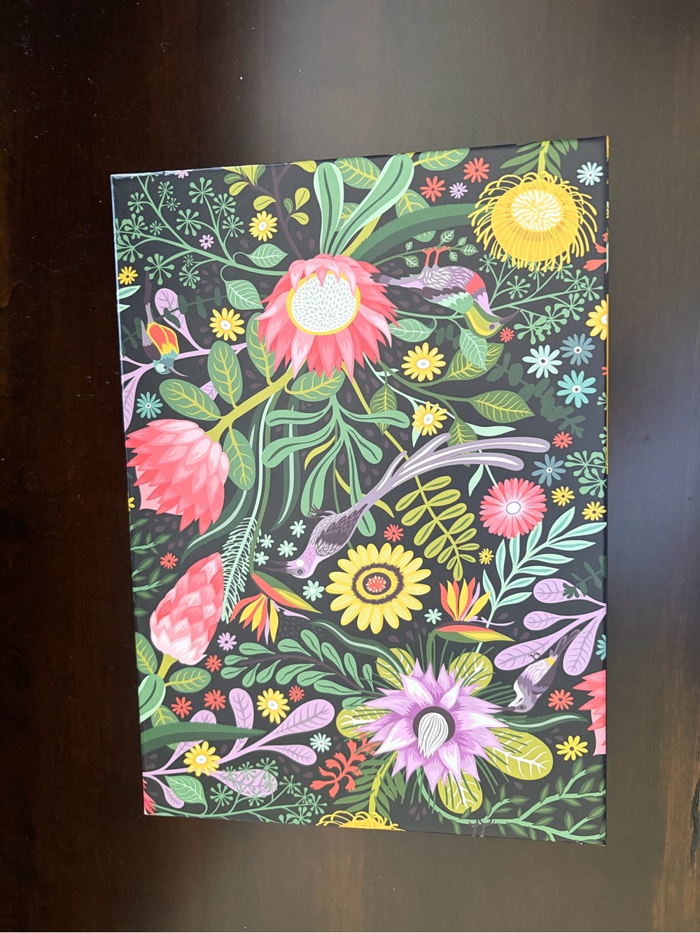 Botanical Floral Folio in Black with Multicolor Blooms